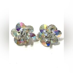 Vendome Vintage Crystal AB Cluster Earrings